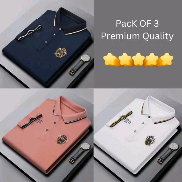 BCOZY US Polo T-Shirt Pack Of 3 | Half Sleeve | 220 GSM | Premium Quality - XL-42