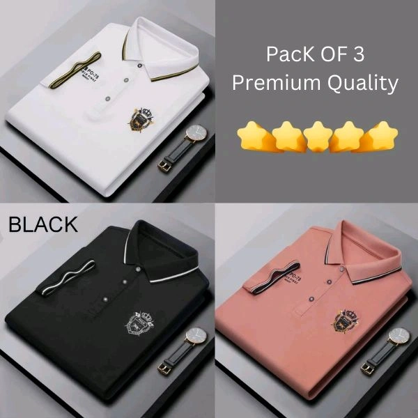 BCOZY US Polo T-Shirt Pack Of 3 | Half Sleeve | 220 GSM | Premium Quality - M-38