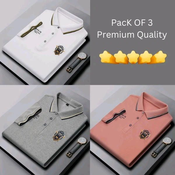 BCOZY US Polo T-Shirt Pack Of 3 | Half Sleeve | 220 GSM | Premium Quality - XXL-44