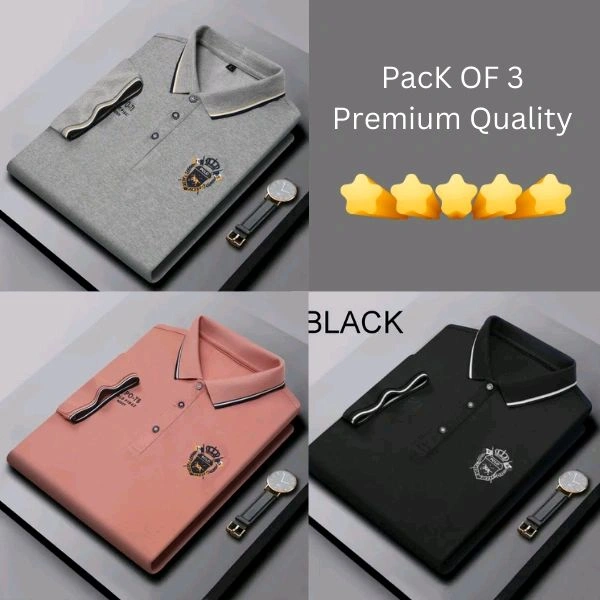 BCOZY US Polo T-Shirt Pack Of 3 | Half Sleeve | 220 GSM | Premium Quality - L-40