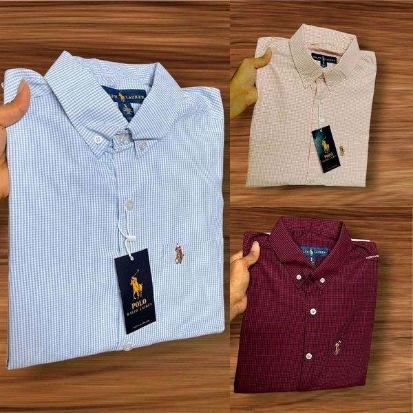 RL POLO Shirt Regular fit Checkd Formal Shirt (Pack Of 3) - L-40