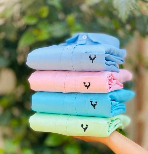 Plain Shirts For Men|4 Pc Combo| Cotton Regular Fit Shirt  - L