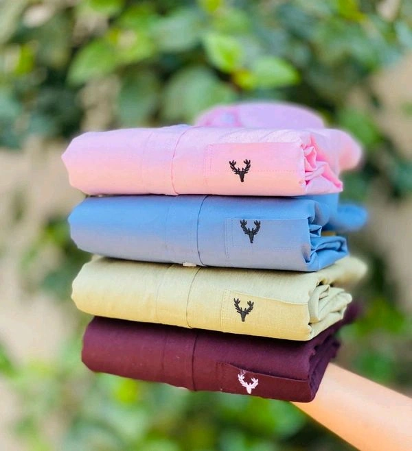 Plain Shirts For Men|4 Pc Combo| Cotton Regular Fit Shirt  - M