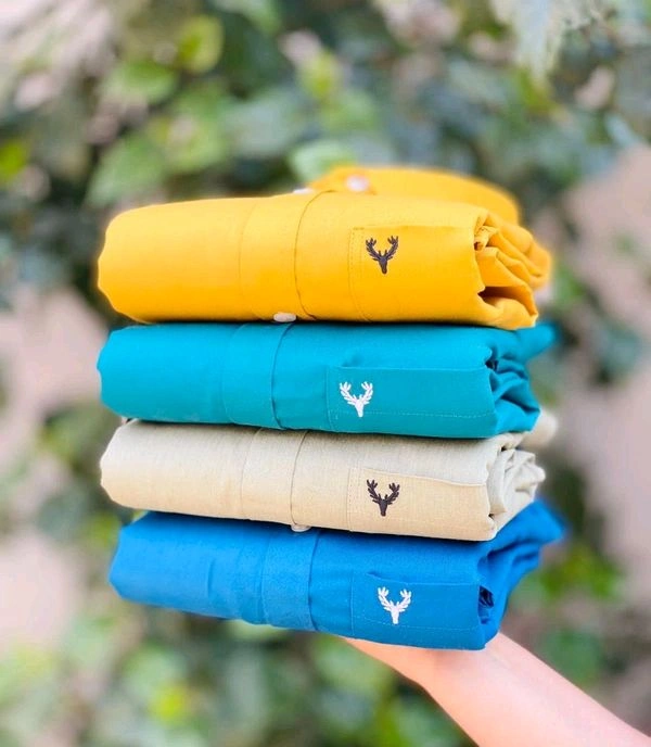 Plain Shirts For Men|4 Pc Combo| Cotton Regular Fit Shirt  - L