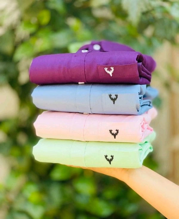 Plain Shirts For Men|4 Pc Combo| Cotton Regular Fit Shirt  - M