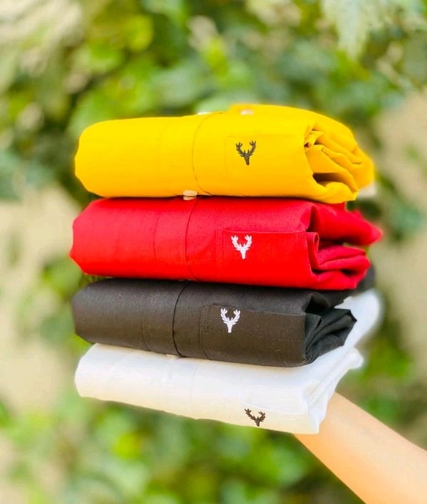 Plain Shirts For Men|4 Pc Combo| Cotton Regular Fit Shirt  - L