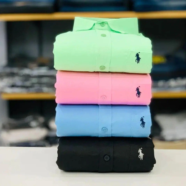 R_L Polo Men's Plain Shirt Combo - Pack of 4 | Premium Cotton | Casual & Formal Wear - S-36