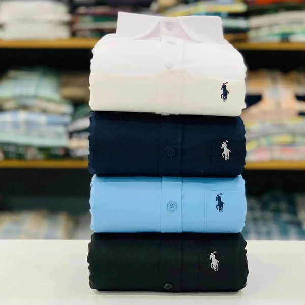 R_L Polo Men's Plain Shirt Combo - Pack of 4 | Premium Cotton | Casual & Formal Wear - L-40