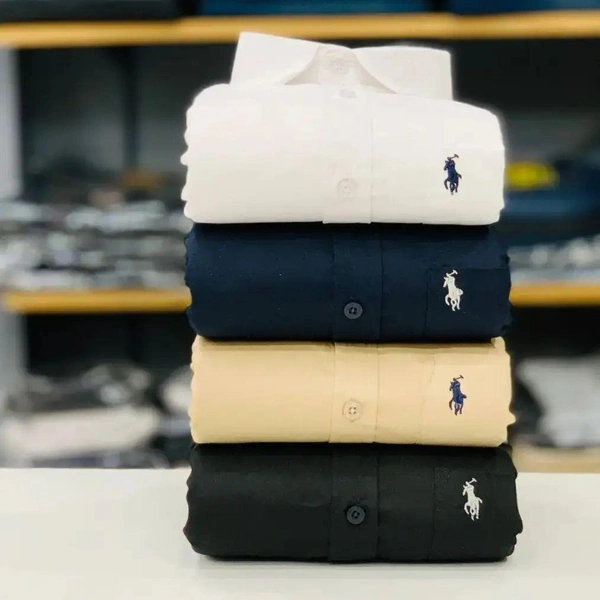 R_L Polo Men's Plain Shirt Combo - Pack of 4 | Premium Cotton | Casual & Formal Wear - L-40