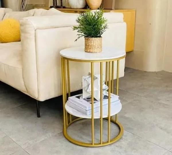 Modern Coffee Tables Accent End Table for Living Room Home Office Small Furniture for Bed Room Sofa Side Table Small Fancy Table Gold/White - 50 CM * 55 CM