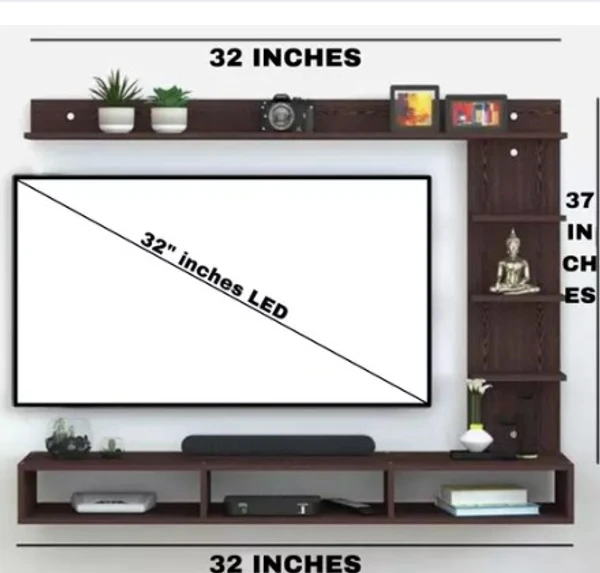 Cshape 32 inches big tv cabinate of brown colour pre laminated board MDF material premium quality - Cshape 32 inches big tv cabinate