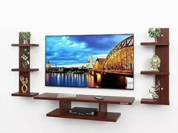 Wooden New Beautiful TV Entertainment Unit/TV Cabinet for Wall/Set Top Box Holder for Home/Wall Set Top Box Shelf Stand/TV Stand Unit for Wall for Living Room (Wenge White ) TV Mounts & Stands,idel for 32 inch led tv - 32" + TV UNIT