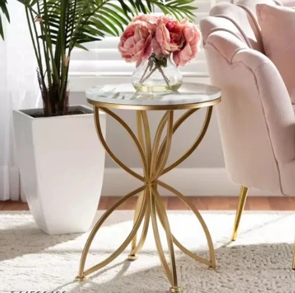 Modern Round Side Table for Living Room Bedroom Nordic Luxury Iron Frame wooden top Coffee Table Small Sofa end Table - GOLDEN