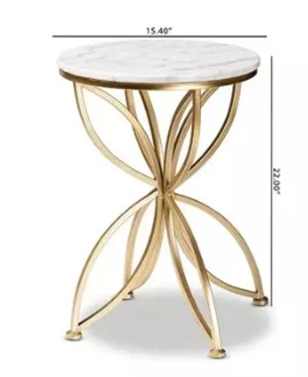 Modern Round Side Table for Living Room Bedroom Nordic Luxury Iron Frame wooden top Coffee Table Small Sofa end Table - GOLDEN