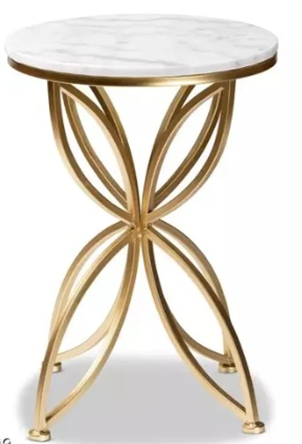 Modern Round Side Table for Living Room Bedroom Nordic Luxury Iron Frame wooden top Coffee Table Small Sofa end Table - GOLDEN