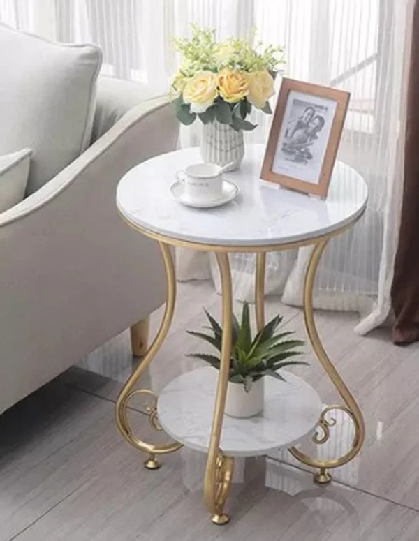 Wrought Iron Golden 2 Tier Round End Table Coffee Table Side Table Bedside Table Nightstand Side Corner for Living Room Bedroom Dinin