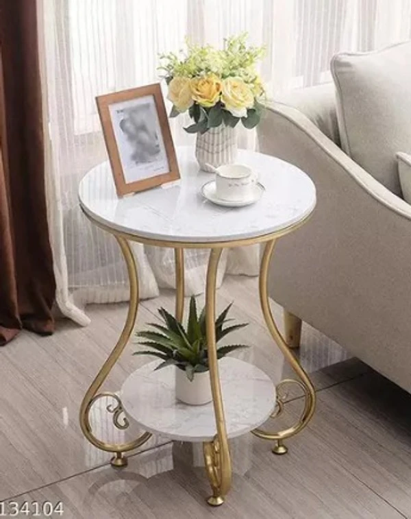 Wrought Iron Golden 2 Tier Round End Table Coffee Table Side Table Bedside Table Nightstand Side Corner for Living Room Bedroom Dinin