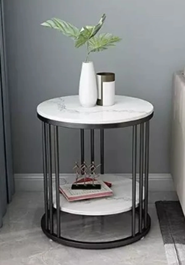 Metal Coffee Table for livingroom/Bedroom, Side Table for Bedroom Round Wrought Iron End Table Side Table Bedside Table Centre Table Coffee Table Metal Side Table (Black White) - Product Breadth : 40 cm  Product Height : 30 cm  Product Length : 30 cm, BLACK