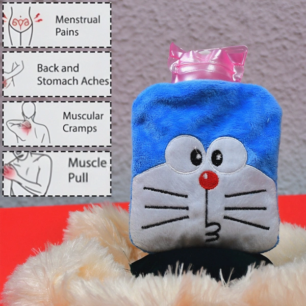DOREMON SMALL HOT WATER BAG WITH COVER FOR PAIN RELIEF, NECK, SHOULDER PAIN AND HAND, FEET WARMER, MENSTRUAL CRAMPS