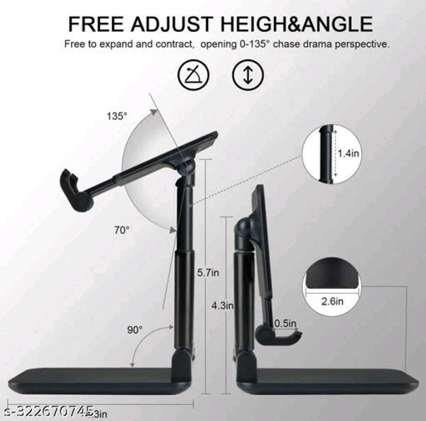 Mobile Holder Adjustable Foldable Anti-Skid - Black