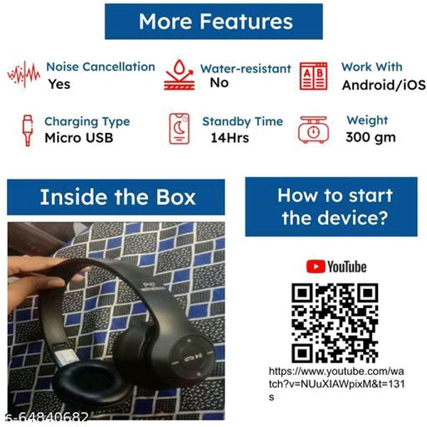 Best headphone & low price P47 Foldable/Sports/Office/ Gaming Wireless Headphone with Mic Bluetooth Headset
