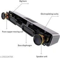 Woos Soundbar With Full Range Drive 5.0 Bluetooth , 10W RMS Home Theater 3D Sound Quality Soundbar ( Grey - Pack Of 1) - Black