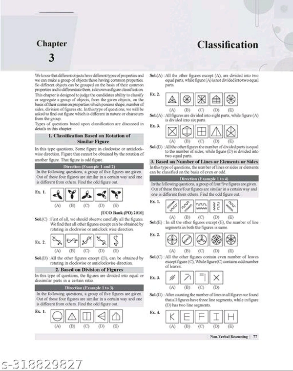 Examcart Latest Complete NON-VERBAL REASONING Practice Book For All Type of Government and Entrance Exams (Bank, SSC, Defense, Management (CAT, XAT GMAT), Railway, Police, Civil Services) in English
