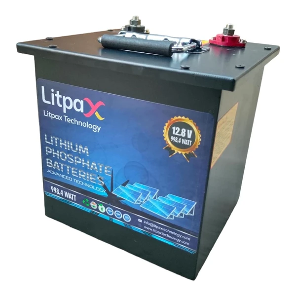 Litpax 12.8V 78Ah 998.4W Lithium Phosphate Battery with BMS and 3 Years Warranty