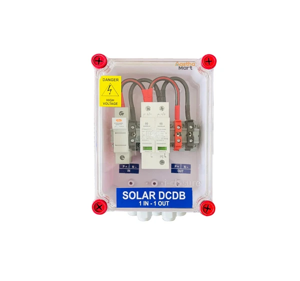 Solar DCDB 1 IN 1 OUT 600V 1KW - 4KW - Elmex Fuse 30A + Havells 600V SPD