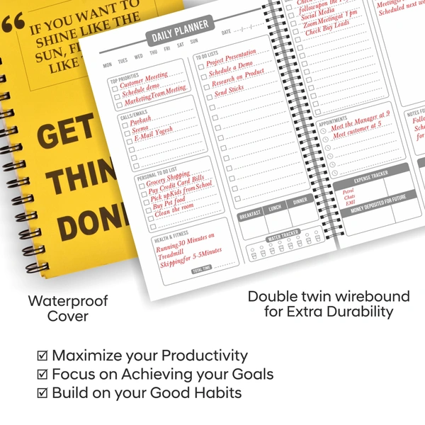 Thinkcraft Daily Planner Undated, Schedule Your Day, Manage to-do List, Goals Tracker, Wellness Tracker