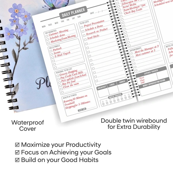 Thinkcraft Daily Planner Undated, Schedule Your Day, Manage to-do List, Goals Tracker, Wellness Tracker