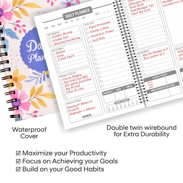 Thinkcrafts  Daily Planner Undated, Schedule Your Day, Manage to-do List, Goals Tracker, Wellness Tracker