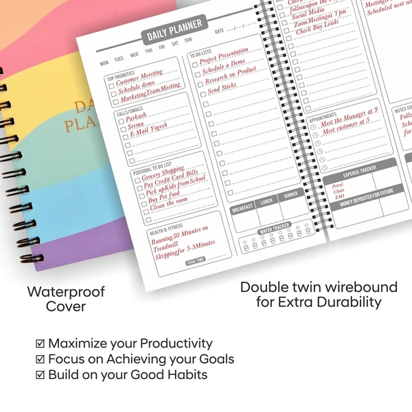 Thinkcrafts  Daily Planner Undated, Schedule Your Day, Manage to-do List, Goals Tracker, Wellness Tracker