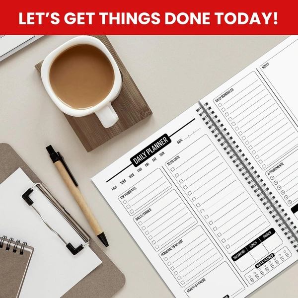Thinkcraft Daily Planner Undated, Schedule Your Day, Manage to-do List, Goals Tracker, Wellness Tracker