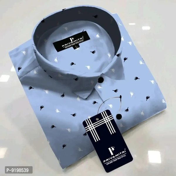 Party Ware Cotton Shirt For Men  - Dodger Blue