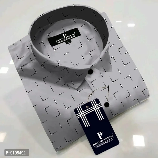 Party Ware Cotton Shirt For Men  - Gray