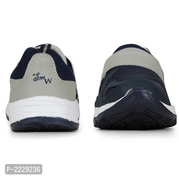 Men Navy Blue Grey Self Design Sports Running Shoes - Stratos, 7