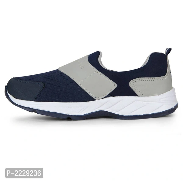 Men Navy Blue Grey Self Design Sports Running Shoes - Stratos, 8