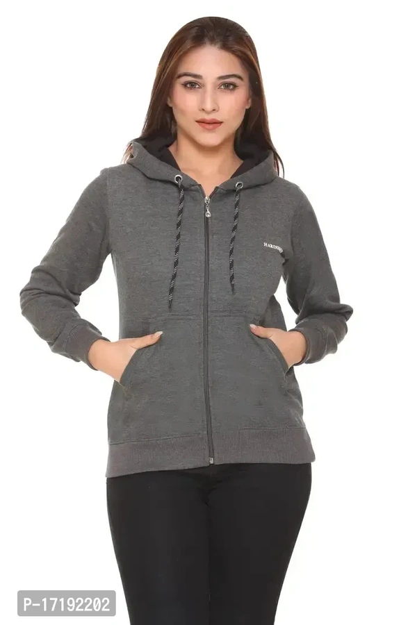 Winter wear  HARDIHOOD Regular fit Winter wear Gym Hoodie Sweatshirt for Women - Gray, L