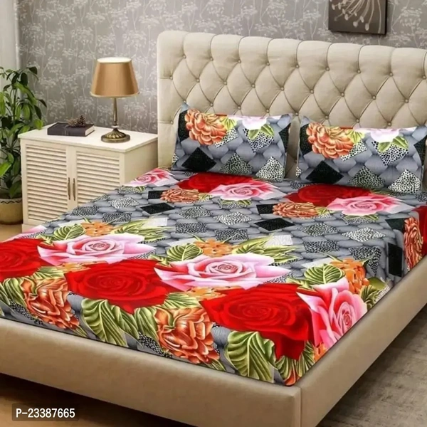 Beautiful Polyester Printed Double bedsheet With 2 Pillow Covers ( 85 inches X 85 inches ) - Maroon