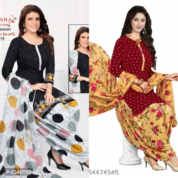 Stylish Women Crepe Unstitched Dress Material with Dupatta Pack of 2 - Maroon