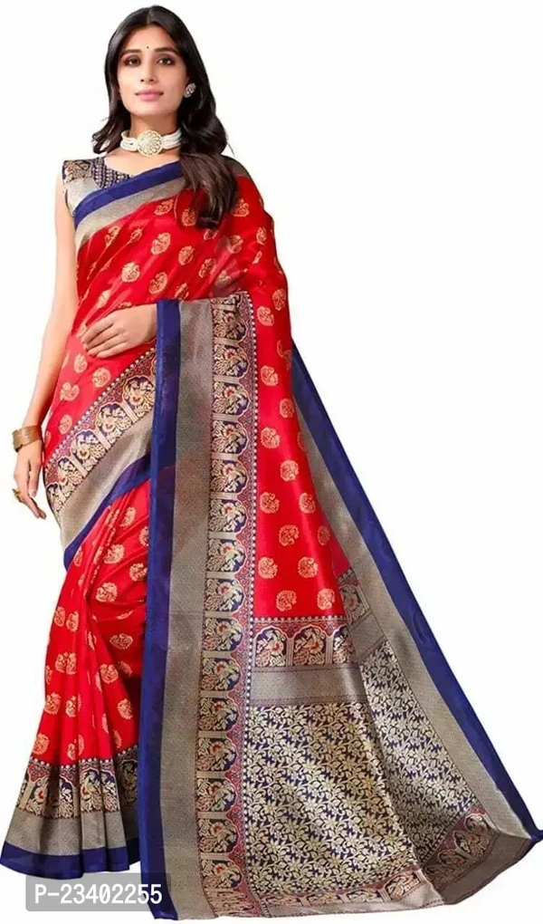 Stylish Art Silk Printed Saree with Blouse piece - Red