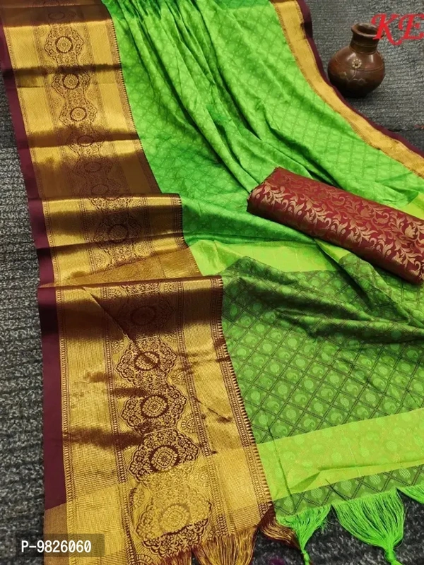 Cotton Silk Saree With Blouse Piece - Teal