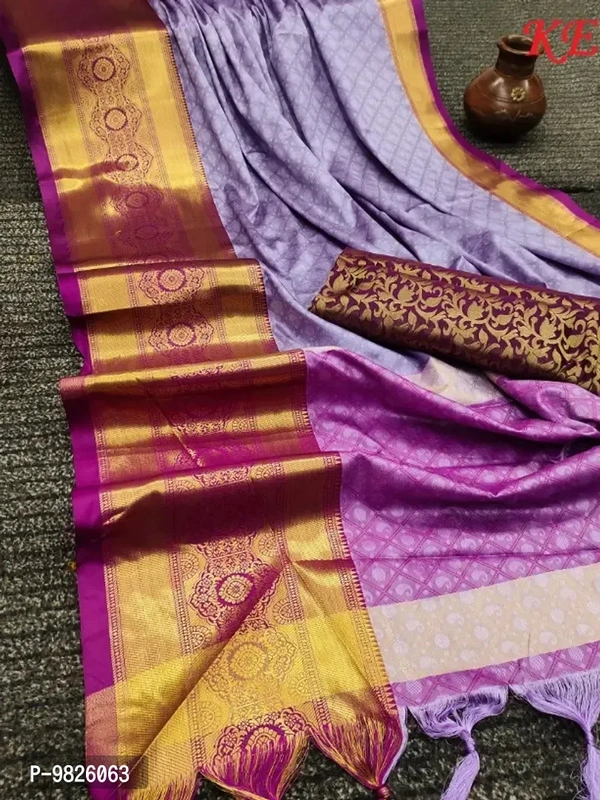 Cotton Silk Saree With Blouse Piece - Cornflower Blue