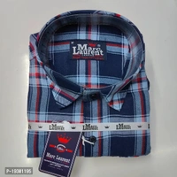 Men's Check Shirts - Navy Blue, M