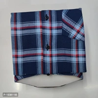 Men's Check Shirts - Navy Blue, L