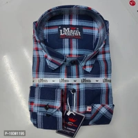 Men's Check Shirts - Navy Blue, XL