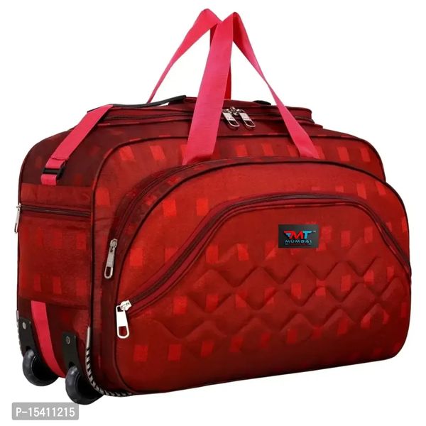 Mumbai Tourister Strolley Duffel Bag Roller Wheels Lightweight 57L Travel Duffel Bags with Wheel - Red