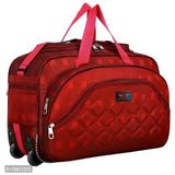 Mumbai Tourister Strolley Duffel Bag Roller Wheels Lightweight 57L Travel Duffel Bags with Wheel - Red