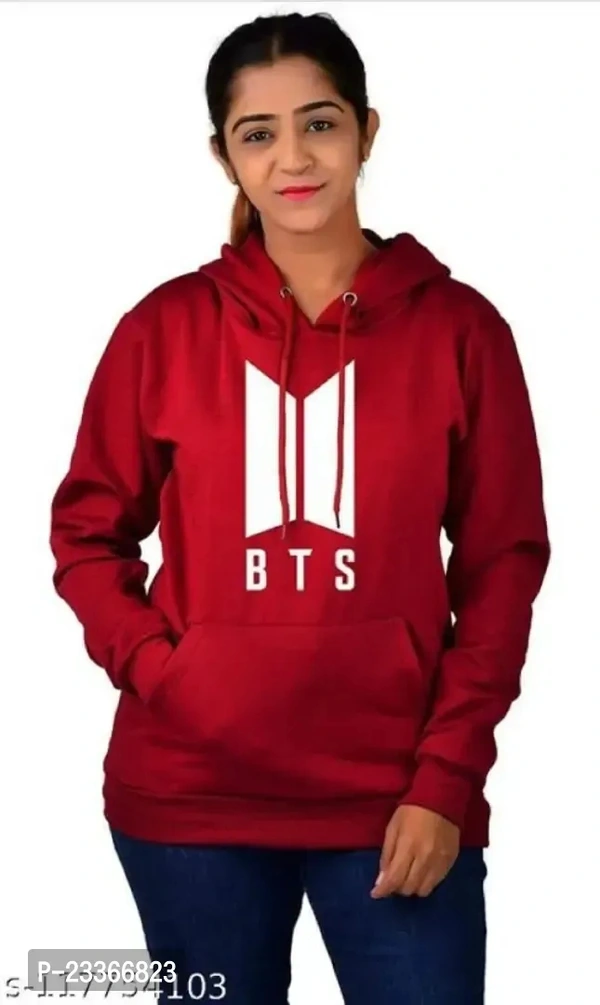 Stylish Purple Cotton Blend Hodies For Women - Guardsman Red, S